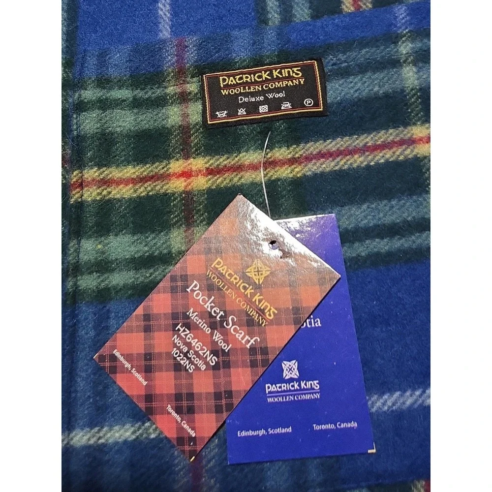 Patrick King Woollen Co Nova Scotia Tartan Wool Pocket Scarf Blue HZ6462NS